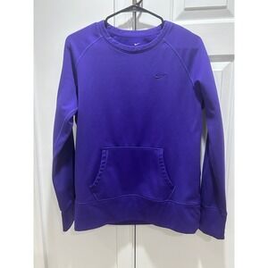 Nike Therma-FIT Purple Raglan Crewneck Sweatshirt Kangaroo Pocket Womens Large
